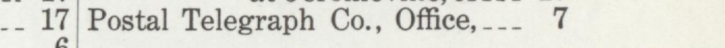 The line reading Postal Telegraph Co., Office in the 1911 atlas index