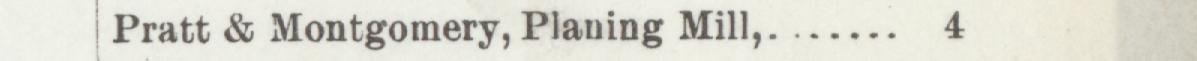 The line reading Pratt & Montgomery, Planing Mill in the 1896 atlas index