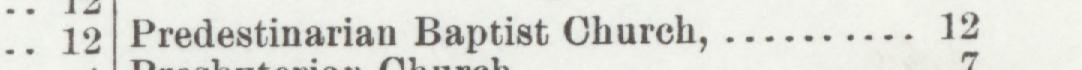 The index line reading Predestinarian Baptist Church in the 1899 atlas