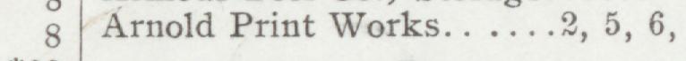 The index line reading Arnold Print Works in the 1908 atlas