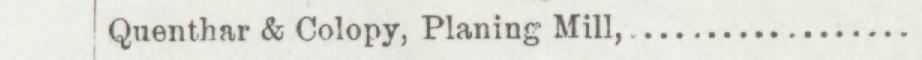 The line reading Quenthar & Colopy, Planing Mill in the 1893 atlas index