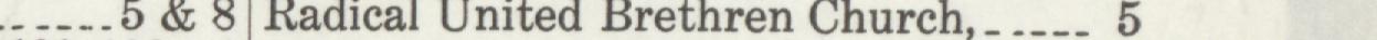 The line reading Radical United Brethren Church, 5 in the 1916 atlas index