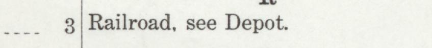 The line reading Railroad see Depot in the 1911 atlas index