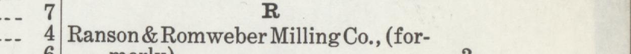 The line reading Ranson & Romweber Milling Co., (for in the 1916 atlas index