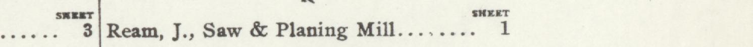 The line reading Ream, J, Saw & Planing Mill" in the 1907 atlas index