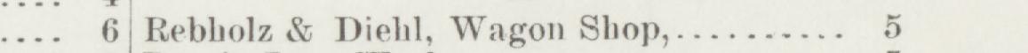 The line reading Rebholz & Diehl, Wagon Shop in the 1887 atlas index