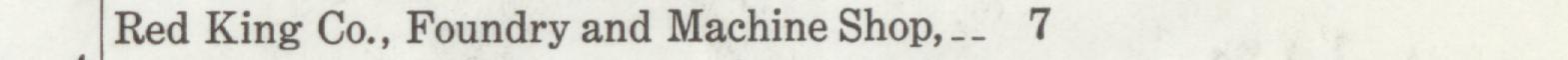 The line reading Red King Co., Foundry and Machine Shop in the 1916 atlas index