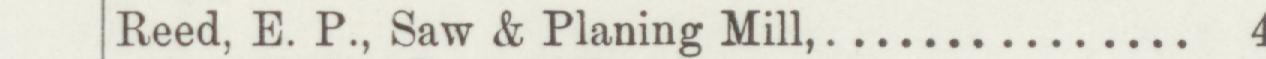 The line reading Reed, E. P., Saw & Planing Mill in the 1891 atlas index