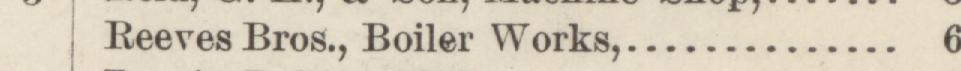 The line reading Reeres Bros., Boiler Works in the 1884 atlas index