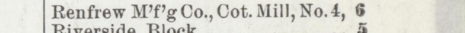 The line reading Renfrew Mf'g Co.,Cot. Mill, No.4 in the 1905 atlas index