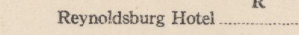 The line reading Reynoidsburg Hotel in the 1922 atlas index
