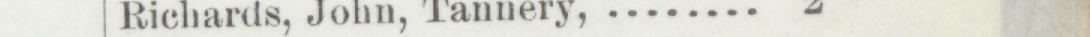 The line reading Richards, John, Tannery in the 1893 atlas index