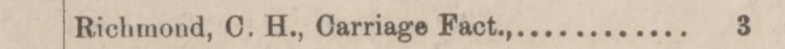 The line reading Richmond, C. H., Carriage Fact in the 1887 atlas index