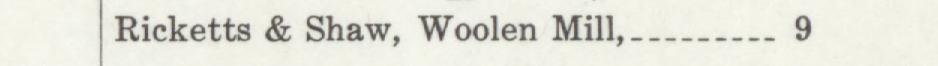 The line reading Riclketts & Shaw, Woolen Mill in the 1911 atlas index