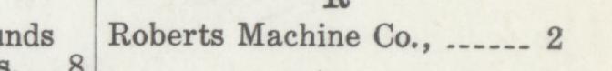 The index line reading Roberts Machine Co in the 1915 atlas