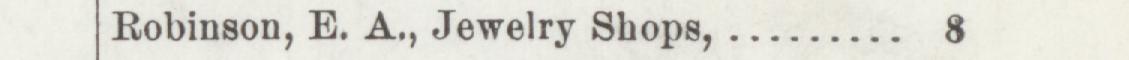 The index line reading Robinson, E. A., Jewelry Shops in the 1905 atlas