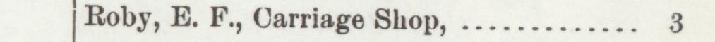 The index line reading Roby, E. F., Carriage Shop in the 1903 atlas