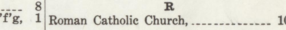 The line reading Roman Catholic Church in the 1913 atlas index