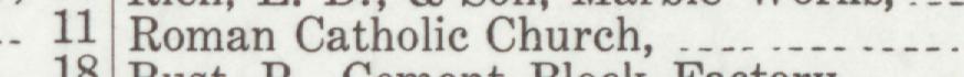 The index line reading Roman Catholie Church in the 1919 atlas