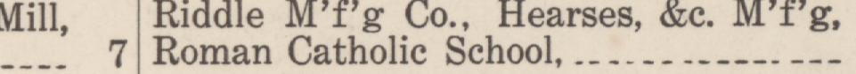 The line reading Roman Catholic School in the 1922 atlas index