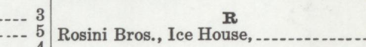 The line reading Rosini Bros., Ice House in the 1919 atlas index