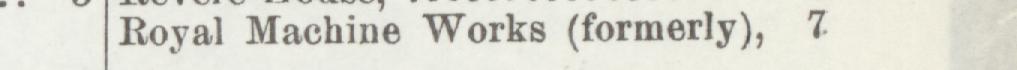 The line reading Royal Machine Works (formerly) in the 1898 atlas index