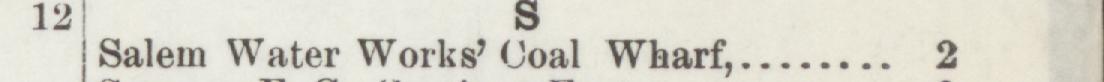 The line reading Salem Water Works Coal Wharf in the 1891 atlas index