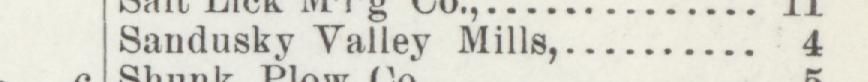 The line reading Sandusky Valley Mills in the 1897 atlas index