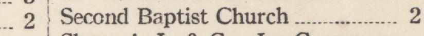 The line reading Second Baptist Church in the 1921 atlas index