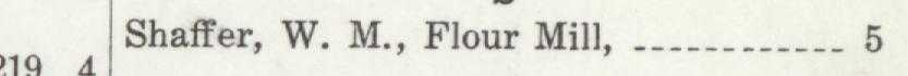 The line reading Shaffer, W. M., Flour Mill in the 1910 atlas index