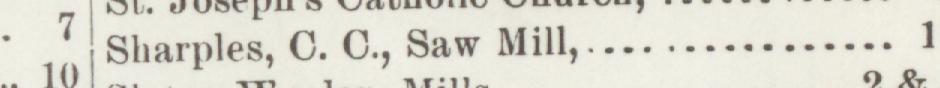 The line reading Sharples, C. O., Saw Mill in the 1898 atlas index