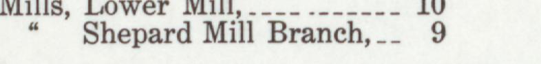 The line reading Shepard Mill Branch in the 1910 atlas index