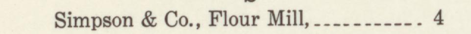 The line reading Simpson & Co., Flour Mill in the 1913 atlas index