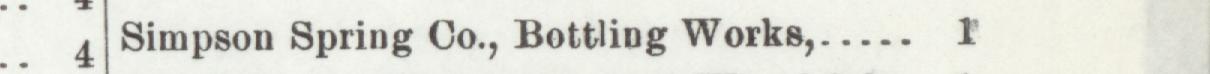 The line reading Simpson Spring Co., Bottling Works in the 1903 atlas index