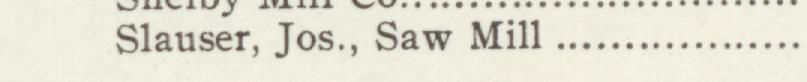 The line reading Slauser, Jos., Saw Mill in the 1901 atlas index