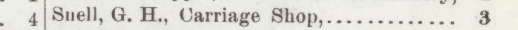 The line reading Snell, G. H., Carriage Shop in the 1899 atlas index