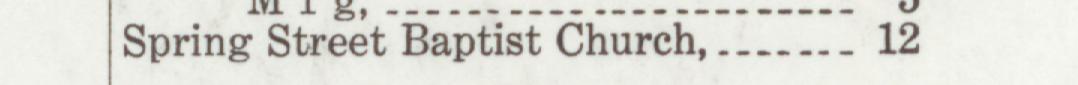 The line reading Spring Street Baptist Church in the 1918 atlas index