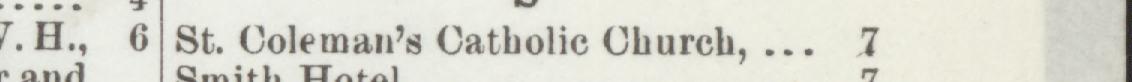 The line reading St. Coleman's Catholie Church in the 1900 atlas index