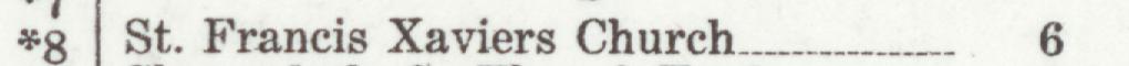 The line reading St. Francis Xaviers Church in the 1923 atlas index