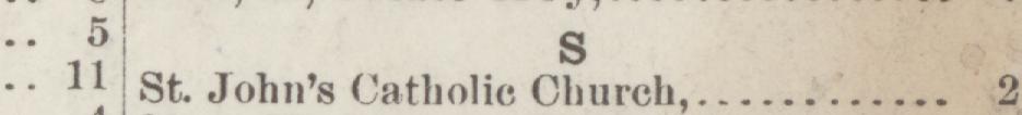 The line reading St. Johnis Catholie Church in the 1887 atlas index