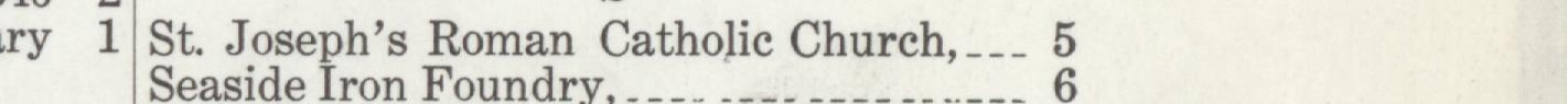 The line reading St. Joseph's Roman Catholie Church in the 1912 atlas index