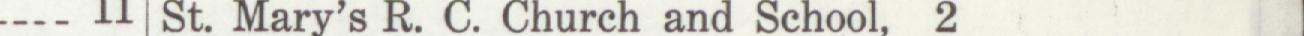The line reading St. Mary's R. C. Church and School in the 1912 atlas index