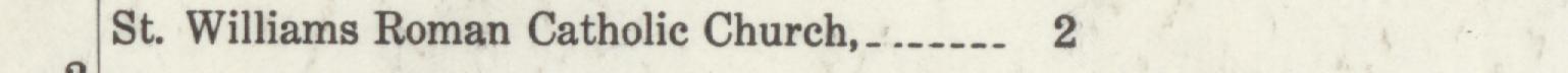 The line reading St. Williams Roman Catholic Church in the 1920 atlas index