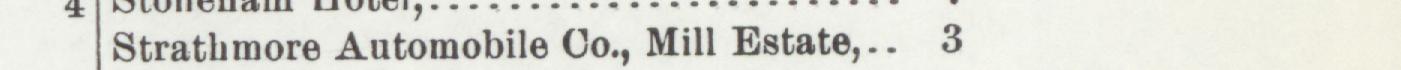 The line reading Strathmore Automobile Co., Mill Estate in the 1903 atlas index