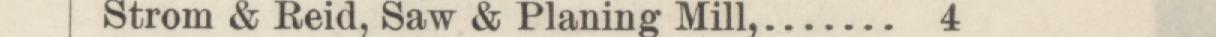 The line reading Strom & Reid, Saw & Planing Mill in the 1884 atlas index
