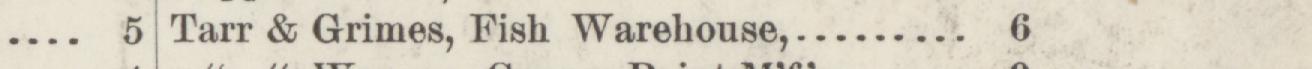 The line reading Tarr & Grimes, Fish Warehouse in the 1888 atlas index