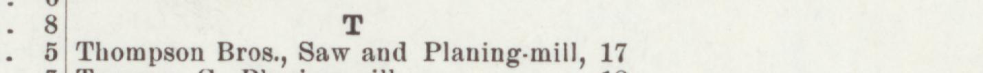 The line reading Thompson Bros, Saw and Planing mill, 17 in the 1902 atlas index