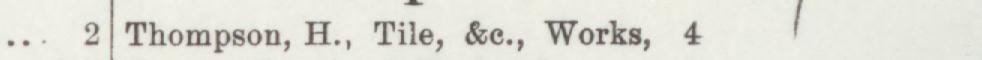 The line reading Thompson, H., Tile, Se., Works in the 1893 atlas index