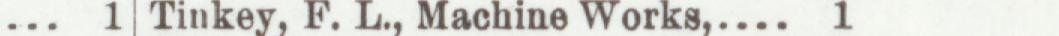 The line reading Tinkey, F. L., Machine Works in the 1900 atlas index