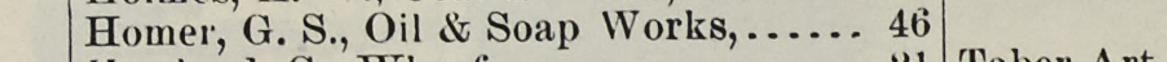 The line reading Tomer, G. S., Oil & Soap Works in the 1893 atlas index
